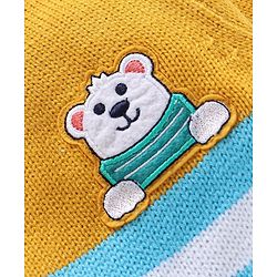 Babyhug Knit Full Sleeves Sweater Set Striped Design - Aqua Blue