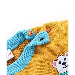 Babyhug Knit Full Sleeves Sweater Set Striped Design - Aqua Blue