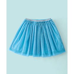 Babyhug 100% Cotton Half Sleeves Top and Skirt Text Printed - White & Blue