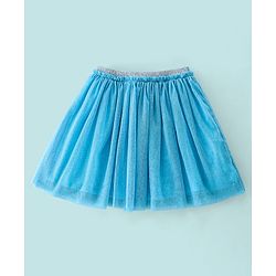Babyhug 100% Cotton Half Sleeves Top and Skirt Text Printed - White & Blue