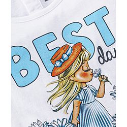 Babyhug 100% Cotton Half Sleeves Top and Skirt Text Printed - White & Blue
