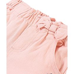 Babyhug Cotton Spandex Woven Mid Calf Capris with Floral Embroidery & Bow Applique - Peach