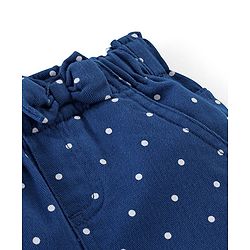 Babyhug Capri Length Cotton Pant With Stretch & Polka Dots Print - Navy Blue