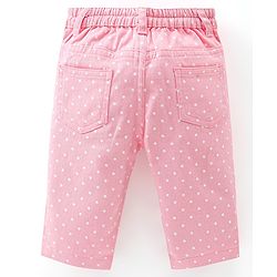 Babyhug Cotton Stretchable Capri Polka Dot Print- Pink