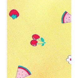 Babyhug Twill Woven Stretchable Capri With Fruits Print - Yellow