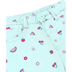 Babyhug Twill Woven Stretchable Capri With Fruits Print - Mint