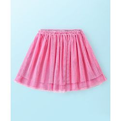 Babyhug 100% Cotton Knit Singlet Sleeves Top & Skirt Set Floral Print - Pink