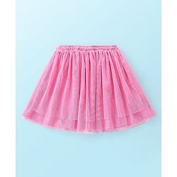 Babyhug 100% Cotton Knit Singlet Sleeves Top & Skirt Set Floral Print - Pink