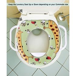 Babyhug Cushioned Potty Seat With Handle Giraffe Print - Green
