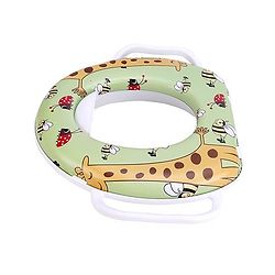 Babyhug Cushioned Potty Seat With Handle Giraffe Print - Green