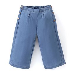 Babyhug Cotton Denim Ankle Length Solid Colour Culottes- Blue