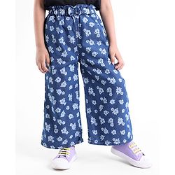 Babyhug Cotton Ankle Length Culottes Floral Print - Dark Blue