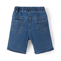 Babyhug Cotton Spandex Above Knee Length Bermuda  With Stretch Car Embroidered - Blue