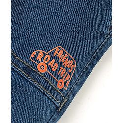 Babyhug Cotton Spandex Above Knee Length Bermuda  With Stretch Car Embroidered - Blue