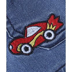 Babyhug Cotton Spandex Full Length Stretchable Washed Denim Joggers with Draw Cord - Blue
