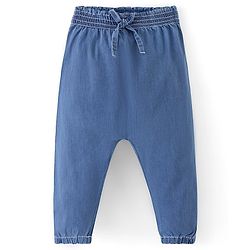 Babyhug Denim Full Length Stretchable Jogger Solid Colour - Light Blue