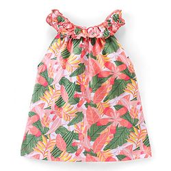Babyhug 100% Cotton Knit Sleeveless Top and Shorts Floral Print - Green & Coral