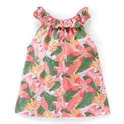 Babyhug 100% Cotton Knit Sleeveless Top and Shorts Floral Print - Green & Coral