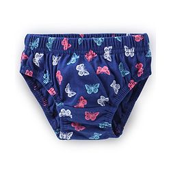 Babyhug 100% Cotton Knit Antibacterial Panties Stripes & Butterfly Print Pack of 3 - Pink & Blue