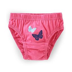 Babyhug 100% Cotton Knit Antibacterial Panties Stripes & Butterfly Print Pack of 3 - Pink & Blue