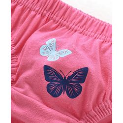 Babyhug 100% Cotton Knit Antibacterial Panties Stripes & Butterfly Print Pack of 3 - Pink & Blue