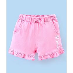 Babyhug 100% Cotton Half Sleeves Top & Shorts Set Minnie Mouse Print- Pink