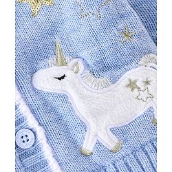 Babyhug Full Sleeves Hooded Sweater Unicorn Design - Blue
