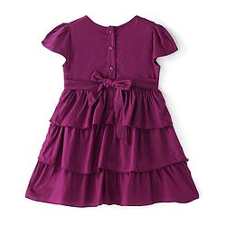 Babyhug Rayon Half Sleeves Woven Layered Frock With Floral Embroidery  - Purple