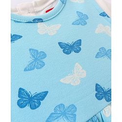 Babyhug 100% Cotton Knit Butterfly Printed Frock with Half Sleeves Inner Tee - Blue