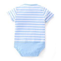 Babyhug Half Sleeves 100% Cotton Onesie Lion Print - Blue