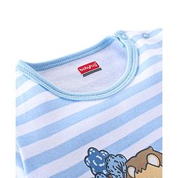 Babyhug Half Sleeves 100% Cotton Onesie Lion Print - Blue