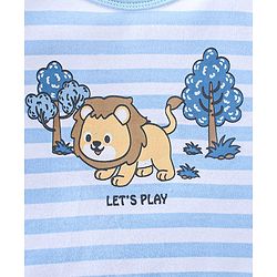 Babyhug Half Sleeves 100% Cotton Onesie Lion Print - Blue