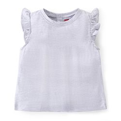 Babyhug 100% Cotton Knit Floral Printed Frock With Half Sleeves Inner Tee - Orange & White