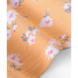 Babyhug 100% Cotton Knit Floral Printed Frock With Half Sleeves Inner Tee - Orange & White
