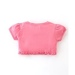 Babyhug 100% Cotton Knit Singlet Frock with Half Sleeves Shrug Floral Print - Pink & Mint Blue