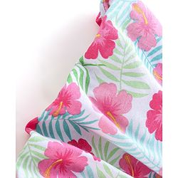 Babyhug 100% Cotton Knit Singlet Frock with Half Sleeves Shrug Floral Print - Pink & Mint Blue