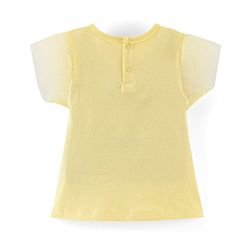 Babyhug 100% Cotton Knit Frock With Half Sleeves Inner Tee Floral Print- Yellow & Blue