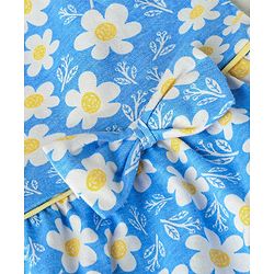 Babyhug 100% Cotton Knit Frock With Half Sleeves Inner Tee Floral Print- Yellow & Blue