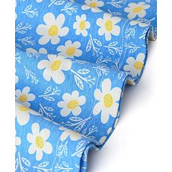 Babyhug 100% Cotton Knit Frock With Half Sleeves Inner Tee Floral Print- Yellow & Blue