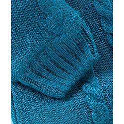 Babyhug Knit Full Sleeves Front Open Hooded Sweater with Cable Knit Design - Blue