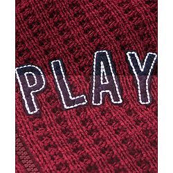 Babyhug Knit Full Sleeves Front Open Hooded Sweater with Cable Knit Design - Maroon