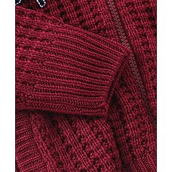 Babyhug Knit Full Sleeves Front Open Hooded Sweater with Cable Knit Design - Maroon