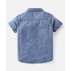Babyhug Half Sleeves 100% Cotton Denim Shirt with Text Print - Blue