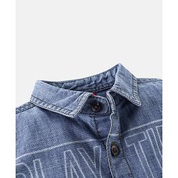 Babyhug Half Sleeves 100% Cotton Denim Shirt with Text Print - Blue