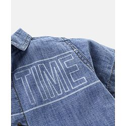 Babyhug Half Sleeves 100% Cotton Denim Shirt with Text Print - Blue