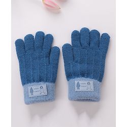 Babyhug Gloves With Rabbit Patch - Navy Blue