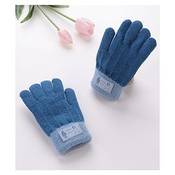 Babyhug Gloves With Rabbit Patch - Navy Blue