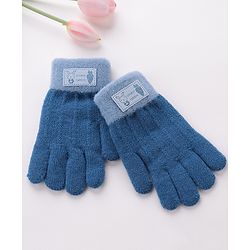 Babyhug Gloves With Rabbit Patch - Navy Blue
