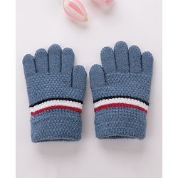 Babyhug Gloves With Stripes Design  - Blue