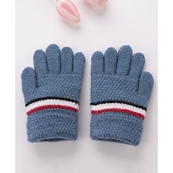 Babyhug Gloves With Stripes Design  - Blue